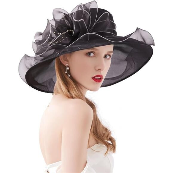 Organza Church Fascinator Hats 023a Black